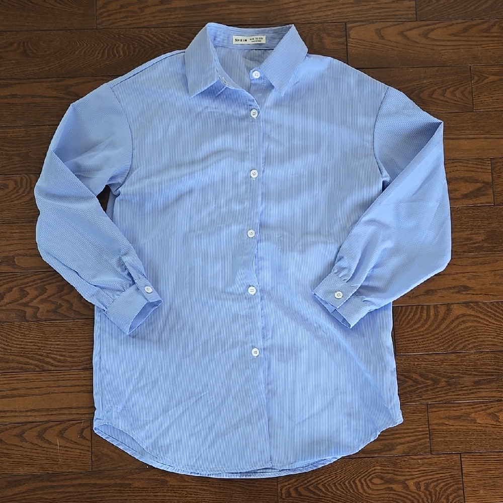 SHEIN Blue Striped Girls Blouse Size 11-12